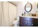 Bathroom boasts a vessel sink, granite countertop, and updated vanity at 17511 N Kimberly Way, Surprise, AZ 85374