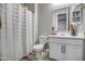 Clean bathroom with a vanity, toilet and shower at 1859 N Westfall Ln, Casa Grande, AZ 85122