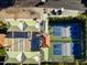 Aerial view showing pickleball, shuffleboard, and tennis courts at 14300 W Bell Rd # 505, Surprise, AZ 85374