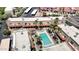 Community pool and surrounding buildings from above at 16336 E Palisades Blvd # 9, Fountain Hills, AZ 85268