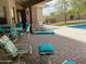 Covered patio with seating and dining areas at 10220 E Cochise Dr, Scottsdale, AZ 85258