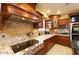 Kitchen features granite countertops, stainless steel appliances, and custom cabinetry at 10220 E Cochise Dr, Scottsdale, AZ 85258