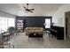 Spacious living room with vaulted ceilings, a cozy sofa, and large windows at 10015 E Mountain View Rd # 2011, Scottsdale, AZ 85258