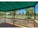 Covered patio overlooks a lush green golf course and houses beyond at 19619 N 69Th Ave, Glendale, AZ 85308