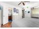 Main bedroom with ensuite bathroom and hardwood floors at 1360 W 15Th St, Tempe, AZ 85281