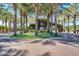 Gated community entrance with palm trees and fountain at 120 E Camellia Way, San Tan Valley, AZ 85140