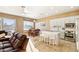 Open concept kitchen and living area with water views at 1438 W Coral Reef Dr, Gilbert, AZ 85233