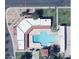Aerial view showing pool, building and surrounding area at 605 N Lesueur Cir, Mesa, AZ 85203