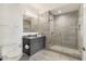 Modern bathroom with single sink and walk-in shower at 7180 E Kierland Blvd # 509, Scottsdale, AZ 85254