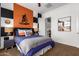Stylish bedroom with custom wall art and built-in desk at 9649 E Solina Ave, Mesa, AZ 85212