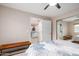 Bright bedroom with a comfy bed and built-in bench at 4901 S Calle Los Cerros Dr # 267, Tempe, AZ 85282