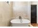 Elegant bathroom featuring a freestanding tub and detailed tilework at 21868 E Stacey Rd, Queen Creek, AZ 85142