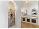 Elegant bathroom with double vanity and decorative tile at 21868 E Stacey Rd, Queen Creek, AZ 85142