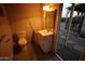 Small bathroom with toilet, sink, and exterior access at 19950 W Cambridge Ave, Buckeye, AZ 85396