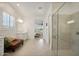 Spa-like bathroom with double vanity and walk-in shower at 15175 S 185Th Ave, Goodyear, AZ 85338