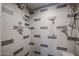 Large walk-in shower with multiple shower heads and built-in shelving at 19422 N 67Th Ln, Glendale, AZ 85308