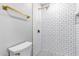 Clean bathroom with white subway tile shower and geometric floor at 1236 E Mclellan Blvd, Phoenix, AZ 85014