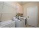Laundry room with washer, dryer, shelving, and utility sink at 18000 N Estrella Vista Dr, Surprise, AZ 85374