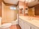 Clean bathroom with large mirror and updated flooring at 120 N Val Vista Dr # 264, Mesa, AZ 85213
