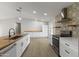 Modern kitchen with butcher block island and tile backsplash at 6802 E Beverly Ln, Scottsdale, AZ 85254