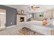 Main bedroom with fireplace and built-in shelving at 2520 E Flower St, Phoenix, AZ 85016