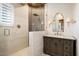 Bathroom with walk-in shower and gray vanity at 23832 N 112Th Pl, Scottsdale, AZ 85255