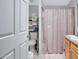Clean bathroom with shower, toilet, and vanity at 201 S Greenfield Rd # 11, Mesa, AZ 85206