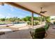 Relaxing patio with seating area overlooking the pool and backyard at 6918 E Granada St, Mesa, AZ 85207
