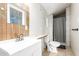 Clean bathroom with shower, toilet and vanity at 515 W Romley Ave, Phoenix, AZ 85041