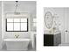 Modern bathroom with freestanding tub and stylish vanity at 6836 N 13Th Pl # A, Phoenix, AZ 85014