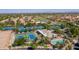 Aerial view of community tennis courts and pool area at 9833 E Gemini Pl, Sun Lakes, AZ 85248