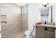 Modern bathroom with shower, toilet, and vanity at 3518 N Shadow Trl, Mesa, AZ 85207