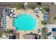 Community pool with lounge chairs and tables; aerial view at 16256 W La Ventilla Way, Goodyear, AZ 85338