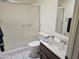 Bathroom with shower, toilet, and vanity with a single sink at 3345 E University Dr # 25, Mesa, AZ 85213