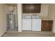 Convenient laundry area with washer, dryer, and cabinets at 3345 E University Dr # 25, Mesa, AZ 85213