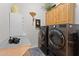 Laundry room with modern washer and dryer at 21234 W Caravaggio Ln, Wittmann, AZ 85361