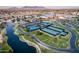 Aerial view of tennis and pickleball courts at 42531 W Heavenly Pl, Maricopa, AZ 85138