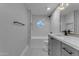 Modern bathroom with subway tile, a white bathtub, and a stylish vanity at 12222 N 74Th St, Scottsdale, AZ 85260