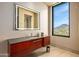 Bathroom with modern vanity and mountain views at 42515 N 102Nd St, Scottsdale, AZ 85262