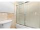 Bathroom with tiled shower and tub at 7625 E Camelback Rd # A418, Scottsdale, AZ 85251