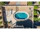 Aerial view showing a sparkling pool, expansive backyard, and outdoor amenities at 11040 E Tumbleweed Ave, Mesa, AZ 85212