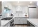 White kitchen with stainless steel appliances and white cabinetry at 7175 E Camelback Rd # 107, Scottsdale, AZ 85251