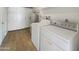 Laundry room with washer, dryer, and extra storage at 2711 N Olympic Cir, Mesa, AZ 85215