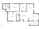 First floor plan showing a 3-bedroom, 2-bathroom layout with an open living and dining area at 2711 N Olympic Cir, Mesa, AZ 85215