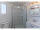 Bathroom with a shower, single vanity, and updated fixtures at 2650 W Union Hills Dr # 236, Phoenix, AZ 85027