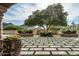 Landscaped courtyard with stone pavers and fountain at 23036 N Via Ventosa Dr, Scottsdale, AZ 85255