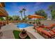 Relaxing pool area with lounge chairs and an umbrella at 28352 N 124Th Dr, Peoria, AZ 85383