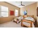 Guest bedroom with two twin-size beds at 7755 E Evening Glow Dr, Scottsdale, AZ 85266