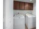 Laundry room with wood cabinets and stacked washer/dryer at 1360 E Brown Rd # 25, Mesa, AZ 85203