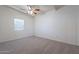 Spacious bedroom with neutral carpet, ceiling fan, and large window with blinds at 1331 E Pierson St, Phoenix, AZ 85014